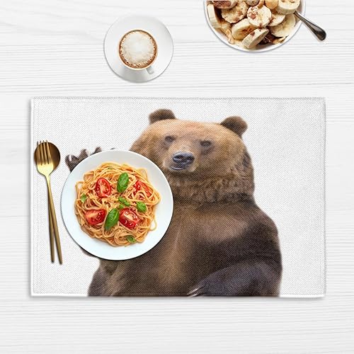 Miniatura 6 de Bear Cute Theme Placemats Set of 4 Table Mats Washable Placemat Waterproof Place Mats for Party Home Dining Table Decor 18x12 in
