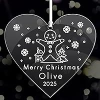 Vista 7 de Bolas de Navidad personalizadas para árbol de Navidad, decoraciones acrílicas de hombre de jengibre, adornos de Navidad, regalo de recuerdo
