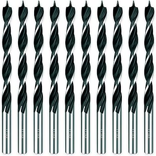 11/64''Brad Point Drill Bit Set,10 Pcs Drill Bit Set with Double Flutes for Hardwood,Plywood,Plastic Round Holes in All Types of Wood(Brad Point-11/64'')
