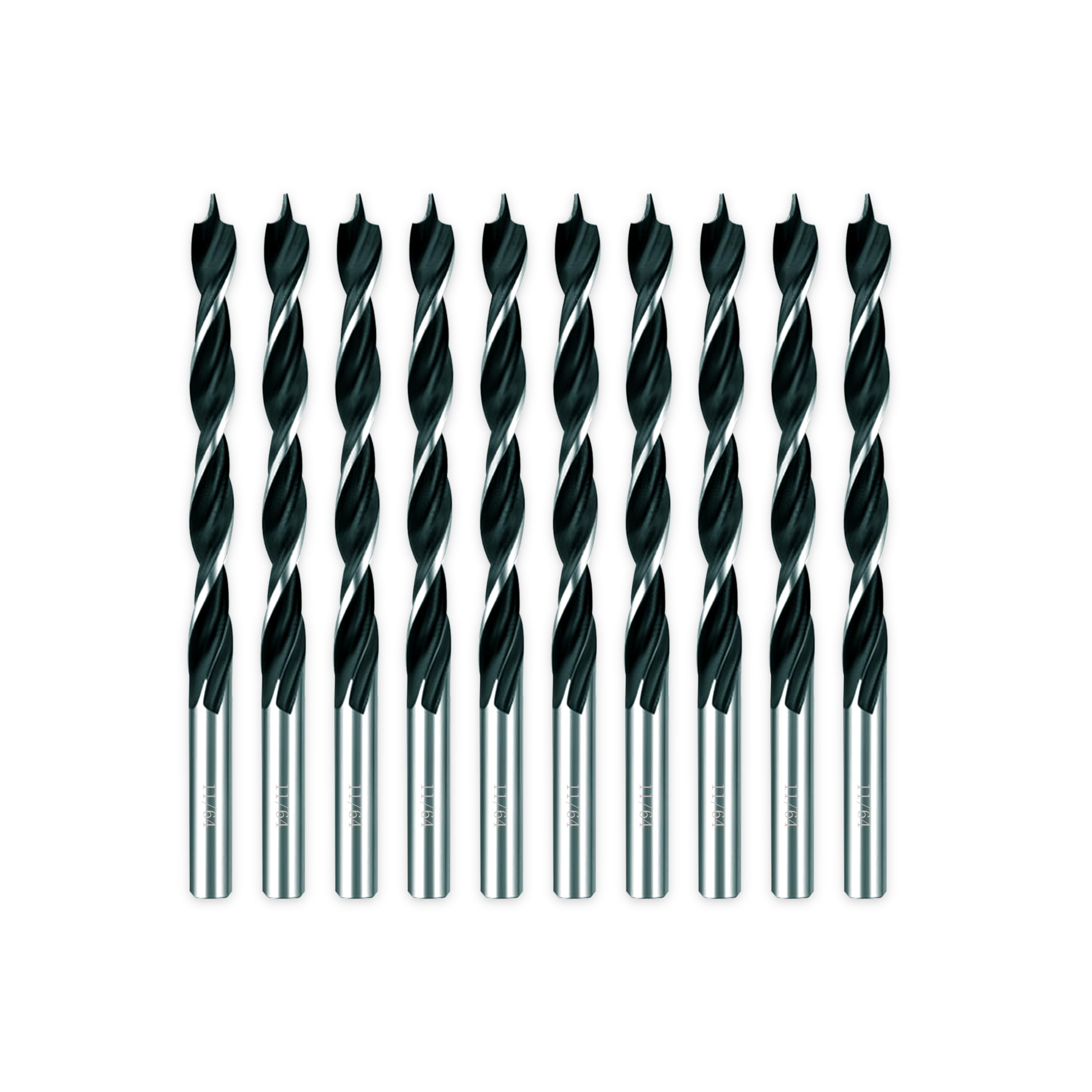 DelitonGude 11/64''Brad Point Drill Bit Set,10 Pcs Drill Bit Set with Double Flutes for Hardwood,Plywood,Plastic Round Holes in All Types of Wood(Brad Point-11/64'') — image 1