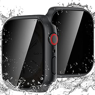 [2 Pack] Goton Waterproof Privacy Case for Apple Watch Series 9 8 7 45mm, Hard PC Bumper with HD [True 28°Anti Spy] Private Tempered Glass Screen Protector for iWatch Cover Accessories Women Men