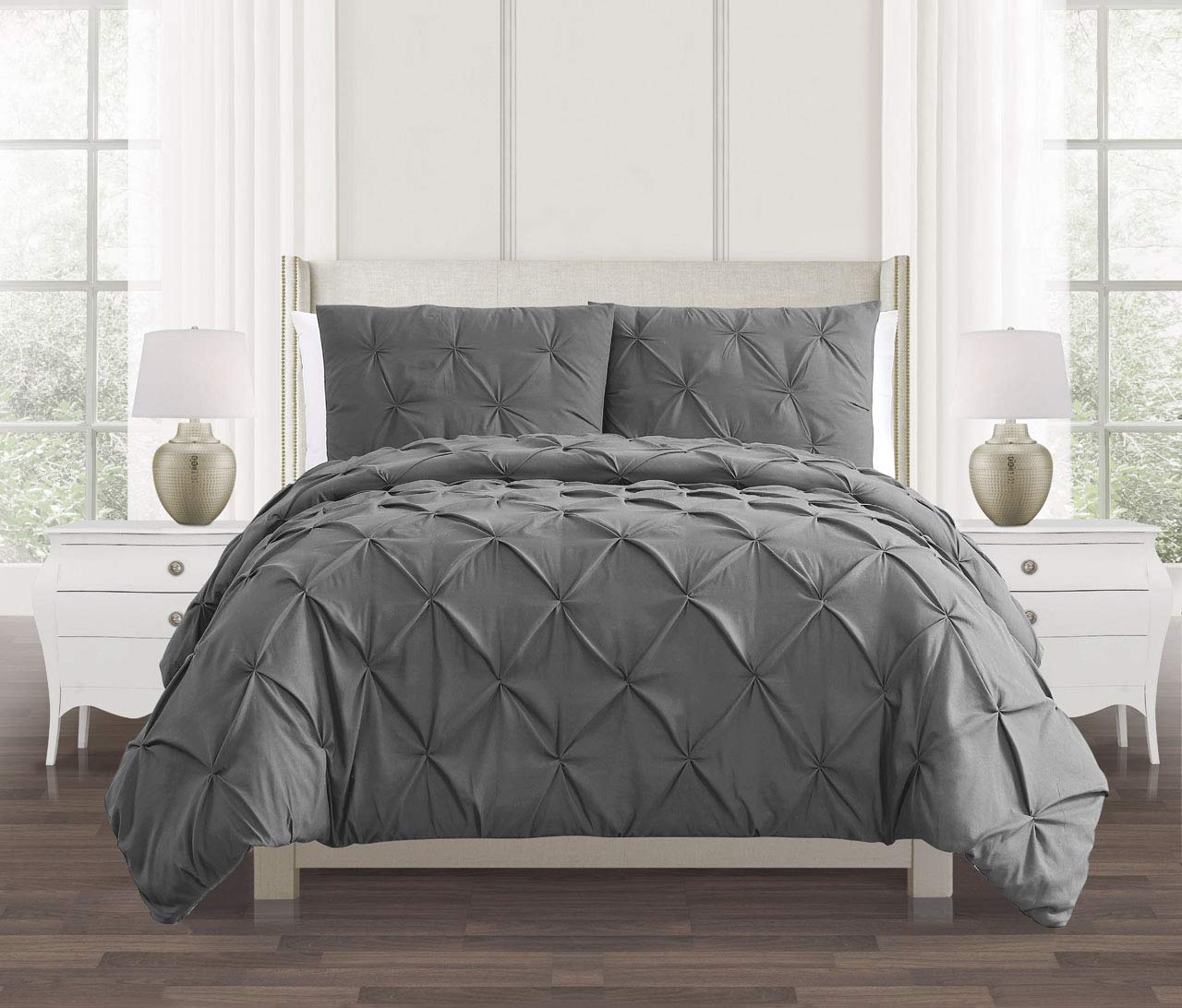 Set Biancheria Letto Percalle Cotone 200 Fili - Copripiumino E Federe, Pieghe, Blu Navy, Matrimoniale - Foto 8