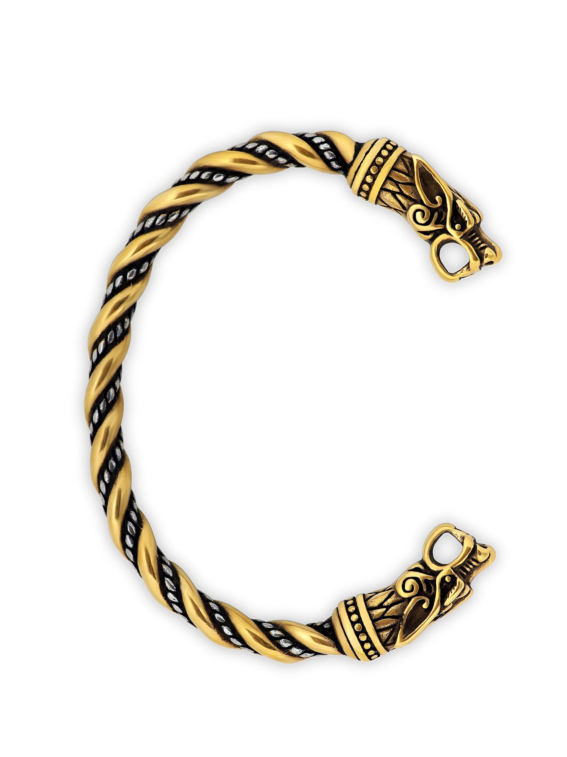HAQUIL Stainless Steel Viking Twisted Cuff Bracelet, Viking Arm Ring for Men, Norse Jewelry Gift for Men