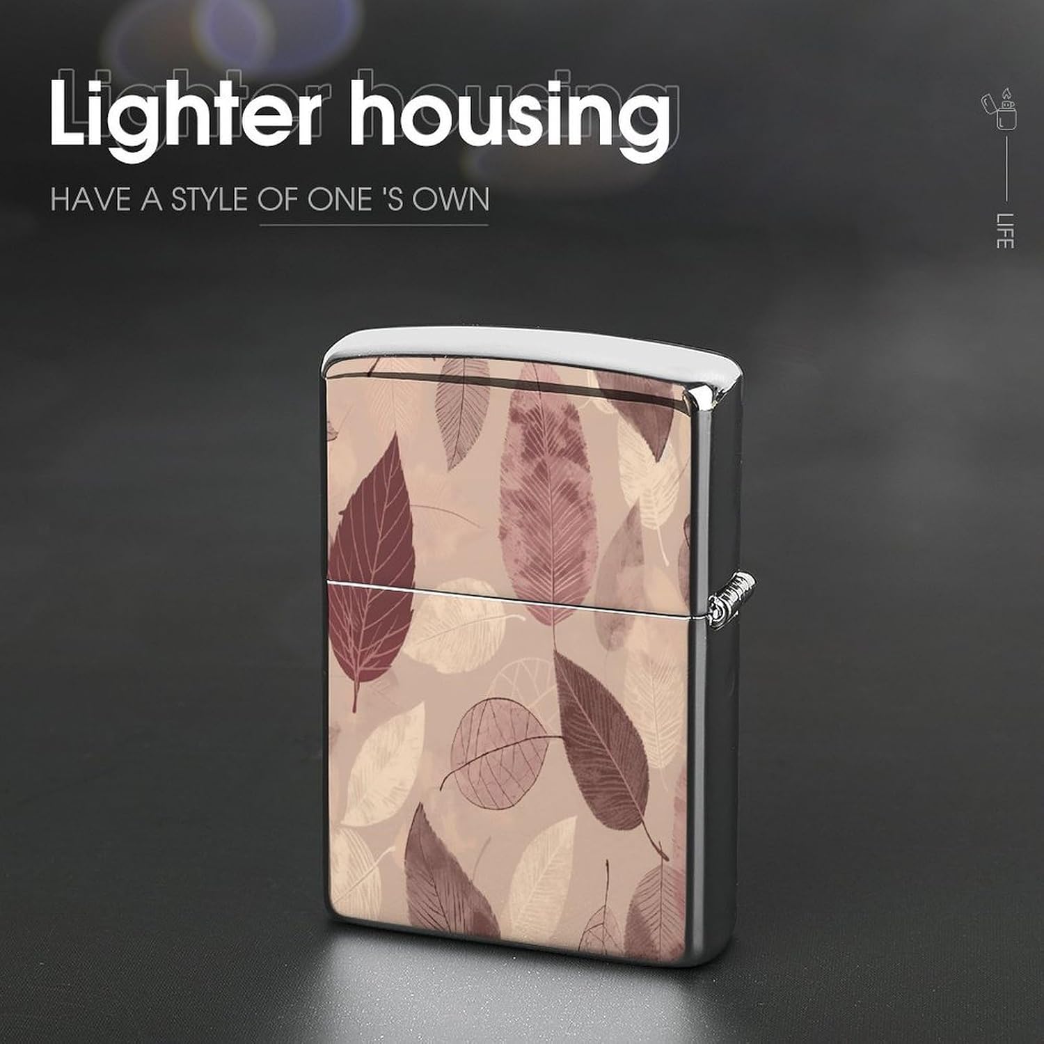 Light Maroon and Gray Metal Lighter Case Cover Lighter Sleeve
