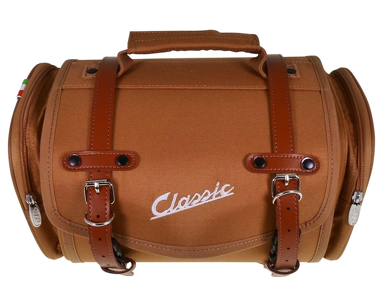 SIP Gepäcktasche Classic klein 33x19x18 cm ca. 10L, Motorrad Hecktasche aus Nylon, braun, wasserabweisend, formstabil, kompatibel für Gepäckträger Vespa, Roller, Mofa