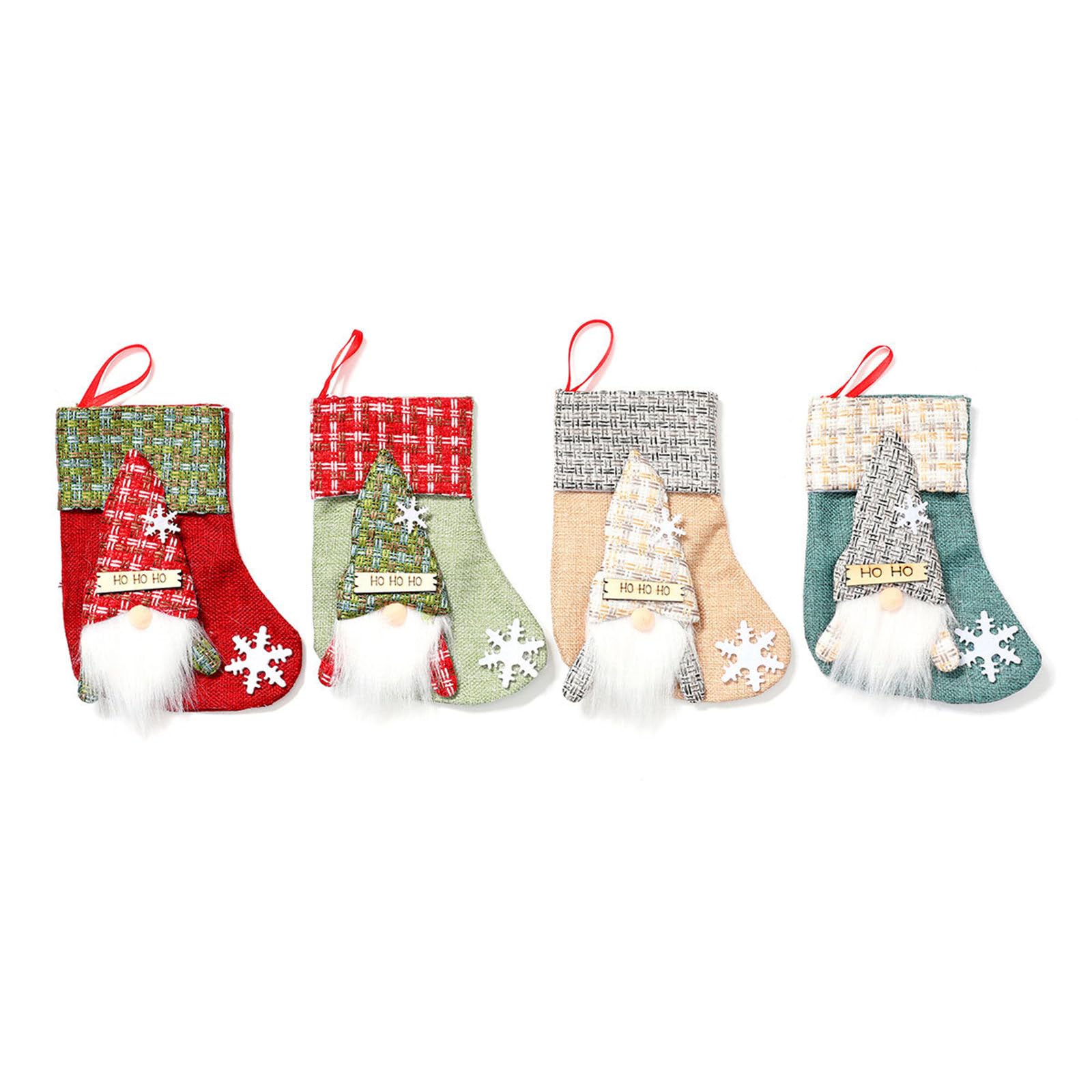 KAQNTUD Pack of 4 Christmas Stockings for Hanging Socks Decoration Fireplaces Tree Decoration for Hanging Sweets Gift Bag Stockings for Fireplaces