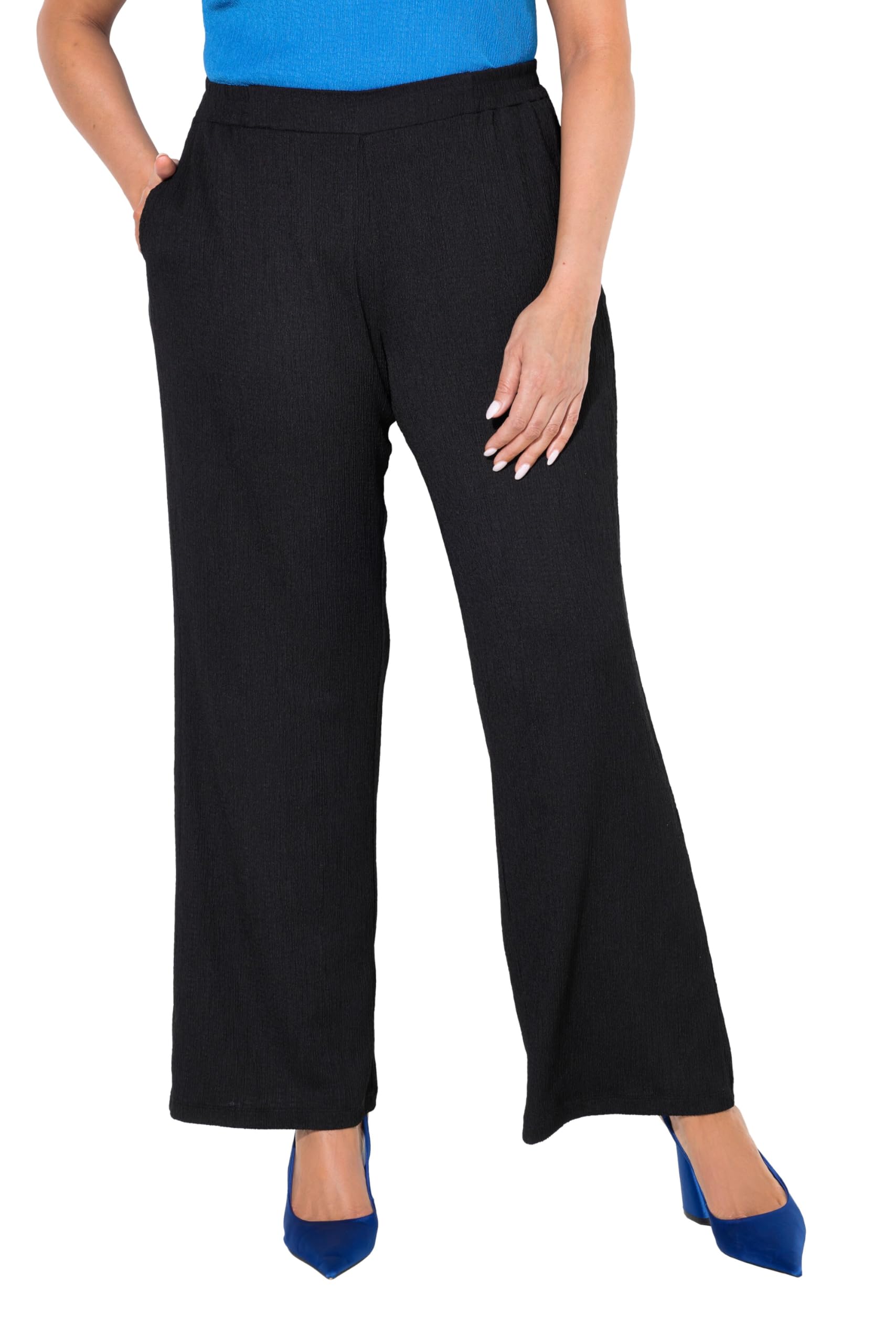 Ulla Popken Damen große Größen Übergrößen Plus Size Hose, Struktur, weites Bein, Komfortbund 838454