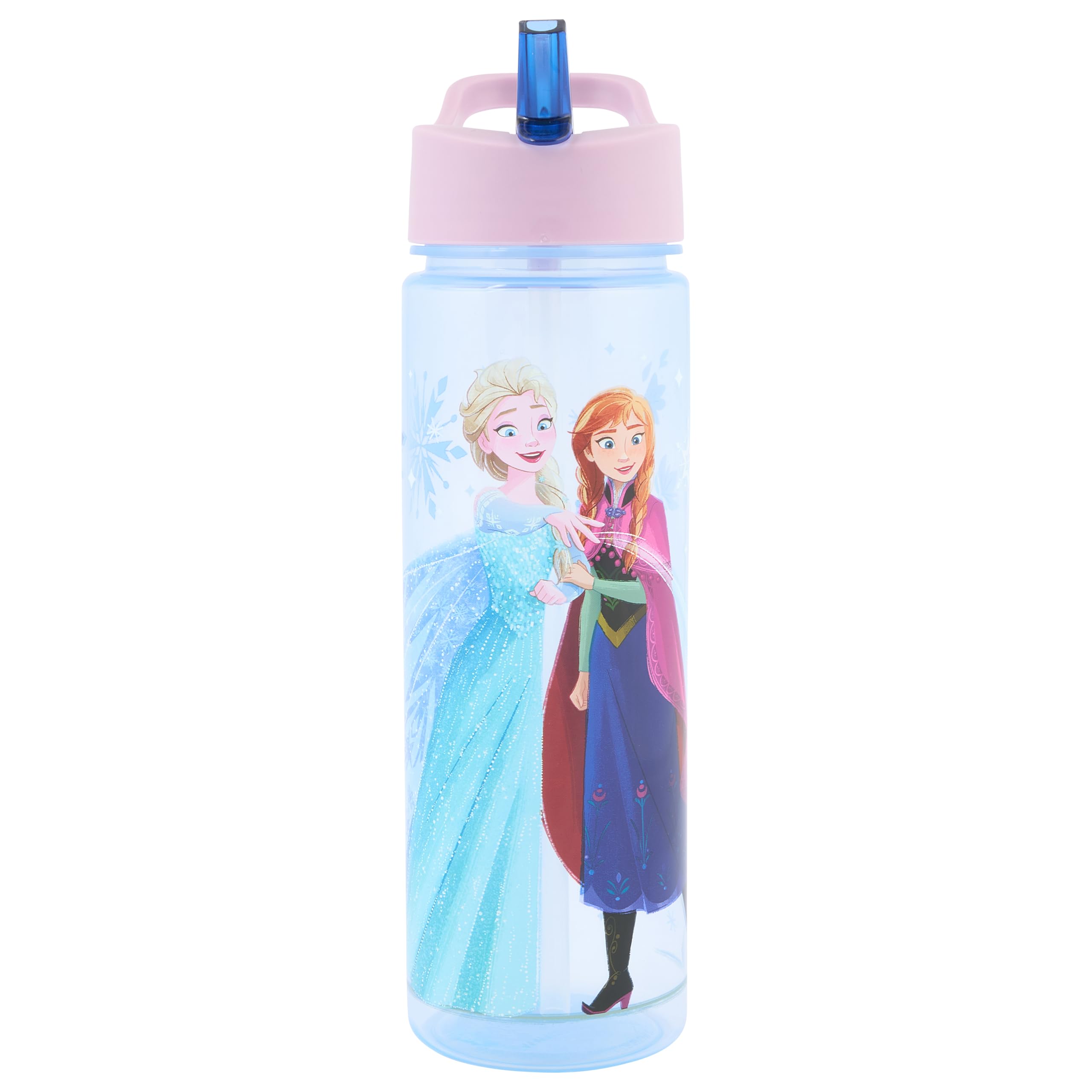 Disney Polar Gear Frozen Sparkle Water Bottle with Straw – Reusable Kids 600ml PP – Official Merchandise – BPA Free & Recyclable Plastic – for School Nursery Sports Picnic, Multi Colour