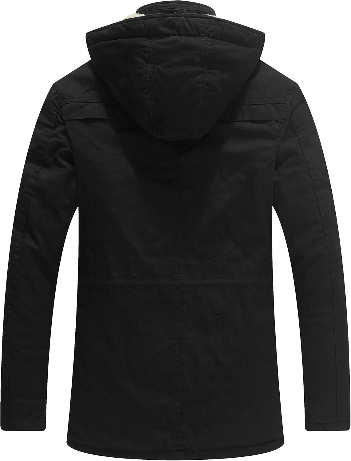 WenVen Men's Winter Sherpa Parka Mid Length Thicken Military Style Warm Jacket with Removable Hood - Image 4