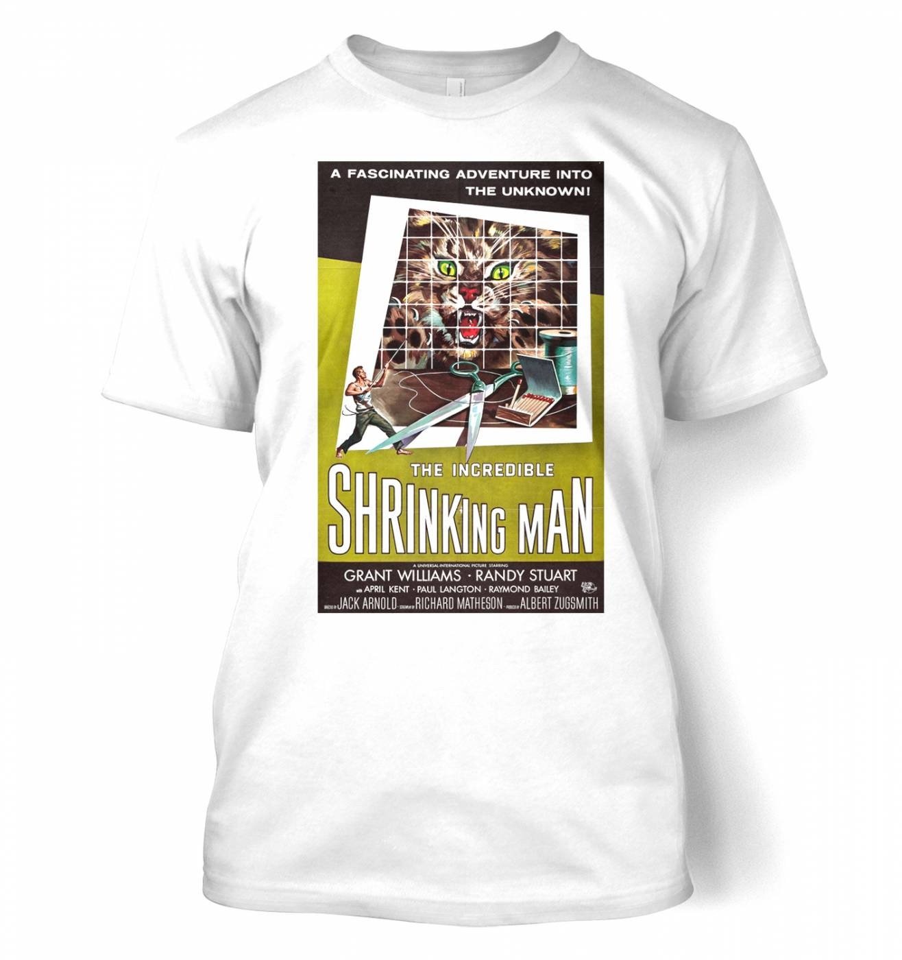 Big Mouth Clothing Men's White Incredible Shrinking Man T-Shirt (Large (42/44")/White)