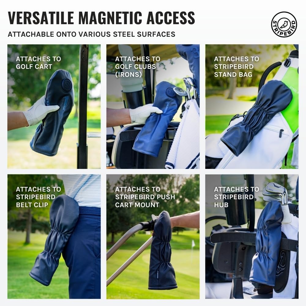Stripebird - Golf Magnetic Driver Head Cover (Navy Blue) - Ultra-Strength Neodymium Magnet - Magnetically Attach Driver Covers for Golf Clubs - Protective Driver Head Covers for Golf Clubs