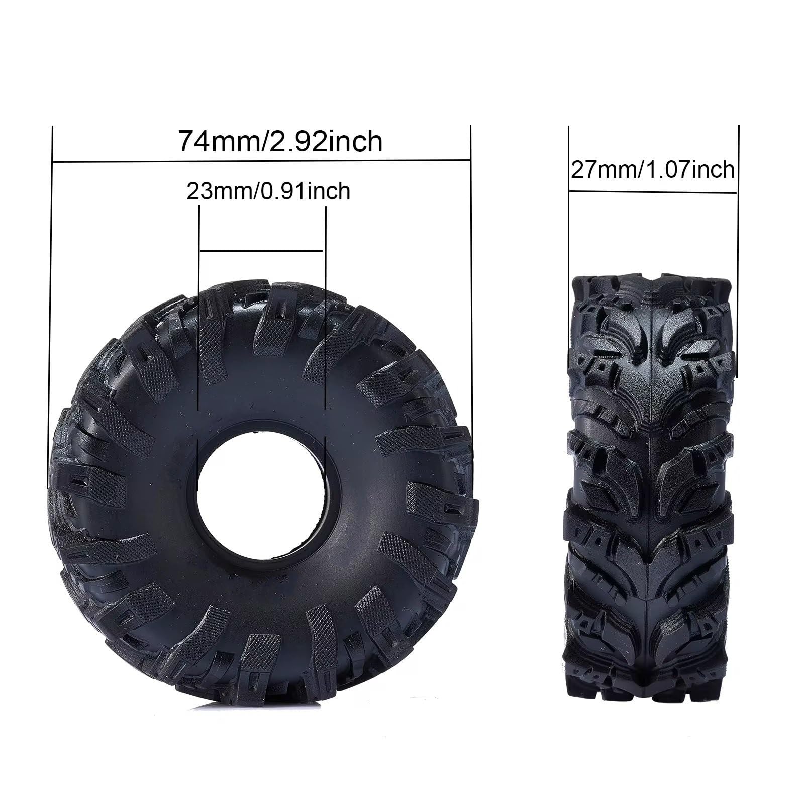 Neumáticos Coche RC para Axial para SCX24 para FMS para FCX24 para TRX4M 1/18 1/24 RC Crawler Upgrade 1.0 Neumáticos para Barro 74 * 27mm para Neumáticos Pegajosos Suaves Súper Grandes para Pantano