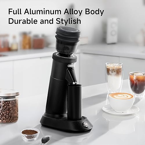 Miniatura 7 de HIBREW Molinillo de espresso G5 de dosis única con rebaba cónica, taza dosificadora magnética, carcasa de metal, ajuste de doble velocidad, ajustes