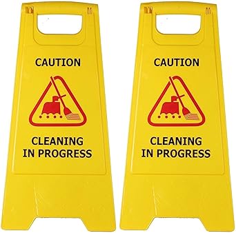 Mitrin cleaning progress sign board, (Pack of 2), Cleaning caution board, caution standing board, Cleaning Sign Board, cleaning in progress, caution board cleaning progress, caution sign board.