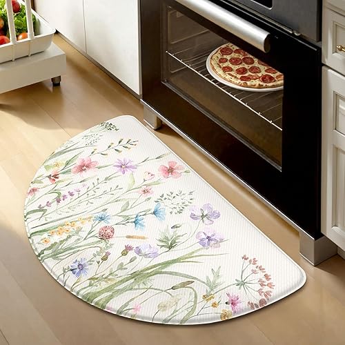 Miniatura 32 de KIMODE Tapete Antifatiga de Cocina para Piso, Juego de 2 Alfombras de Cocina Florales Estilo Granja, Tapetes de Piso de Cocina Antideslizantes,