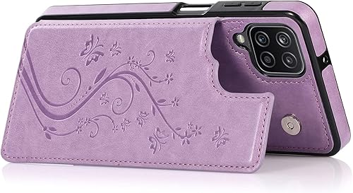 Miniatura 5 de Asuwish Funda de teléfono para Samsung Galaxy A12 con protector de pantalla de vidrio templado, soporte de tarjeta, funda de cuero con tapa para