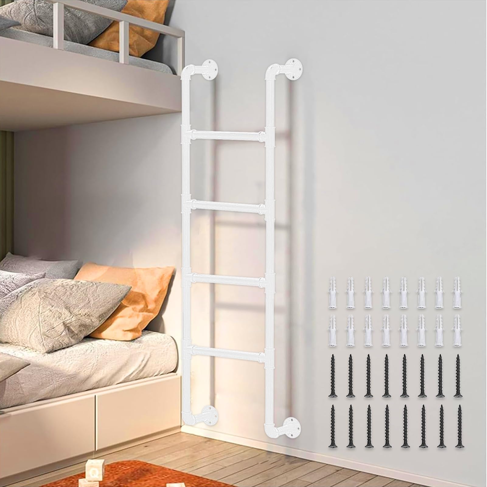 Wall Fixed Ladder, Wall Mounted Bunk Bed Ladder Multiple Sizes With Mounting Fittings(185cm/73in)