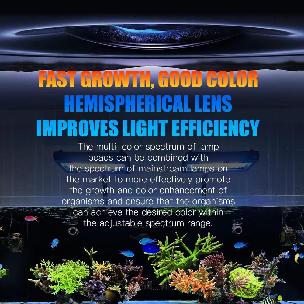 A8Pro II Max 240W Full Spectrum Aquarium Light with Meanwell Driver, WiFi App Controll, with CREE LED Beads & Hemispherical Lens, 8-Channel, Ultra-Wide Coverage High PAR, for LPS/SPS Coral Reef Tank