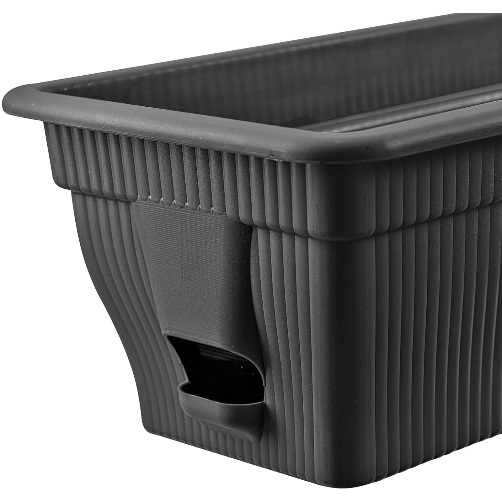 4 x skrzynka balkonowa 100 cm, skrzynka na kwiaty ze zbiornikiem wody, antracytowa, 25 l, skrzynka na kwiaty, odporna na warunki atmosferyczne, z wkładką, długa skrzynka balkonowa do ogrodu i na