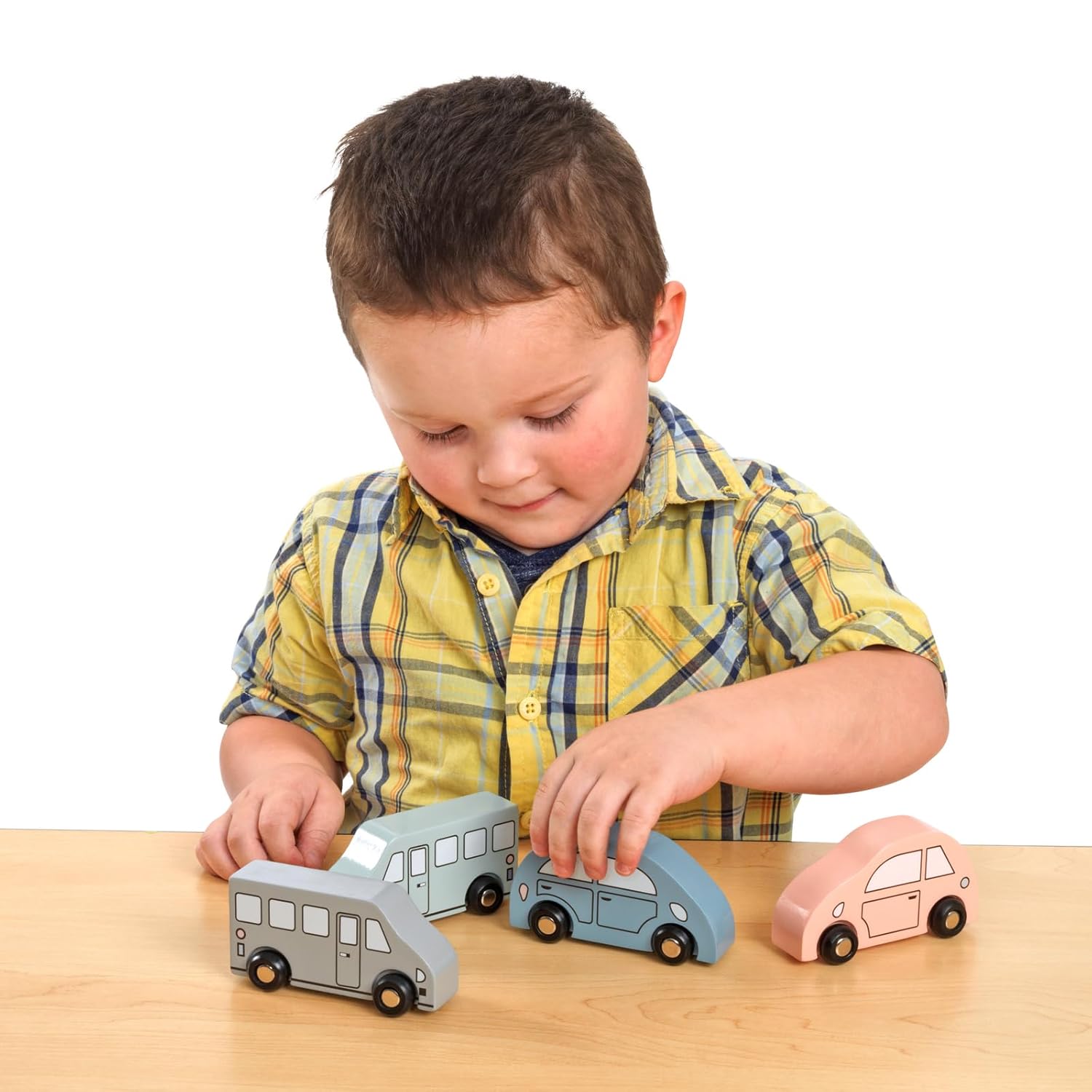 Excellerations, 4 x 1 x 2-1/4 inches Block Play Wooden Cars and Trucks, Set of 8, Preschool Educational Toys, Supports Early STEM Skills, Ages 3 Years and Up