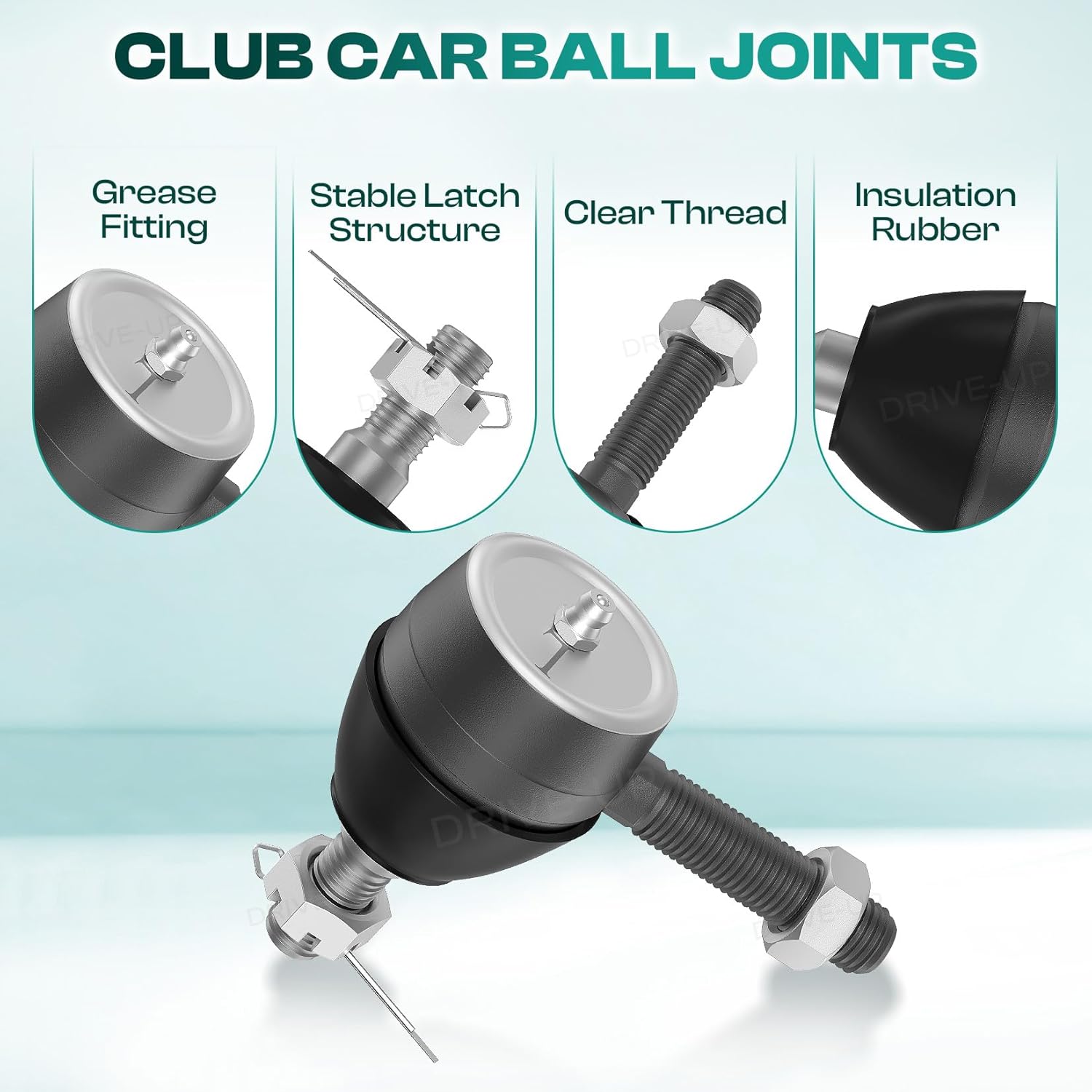 DRIVE UP Golf Cart Tie Rod, Ball Joints and Rack Pinion Drag Link Kit for Club Car DS, Turf, Carryall, Villager 1984-2008 Gas and Electric Golf Carts, OEM 1010219 1012467 7540 7539