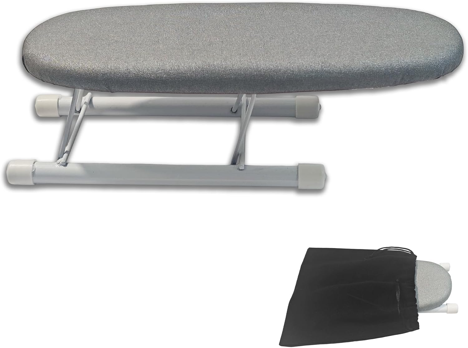 Mini Ironing Board Tabletop - Portable Folding Small Ironing Board with Black Velvet Drawstring Storage Bag, Compact Travel Iron Board for Sleeves, Collars and Small Areas