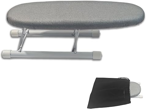 Mini Ironing Board Tabletop - Portable Folding Small Ironing Board with Black Velvet Drawstring Storage Bag, Compact Travel Iron Board for Sleeves, Collars and Small Areas