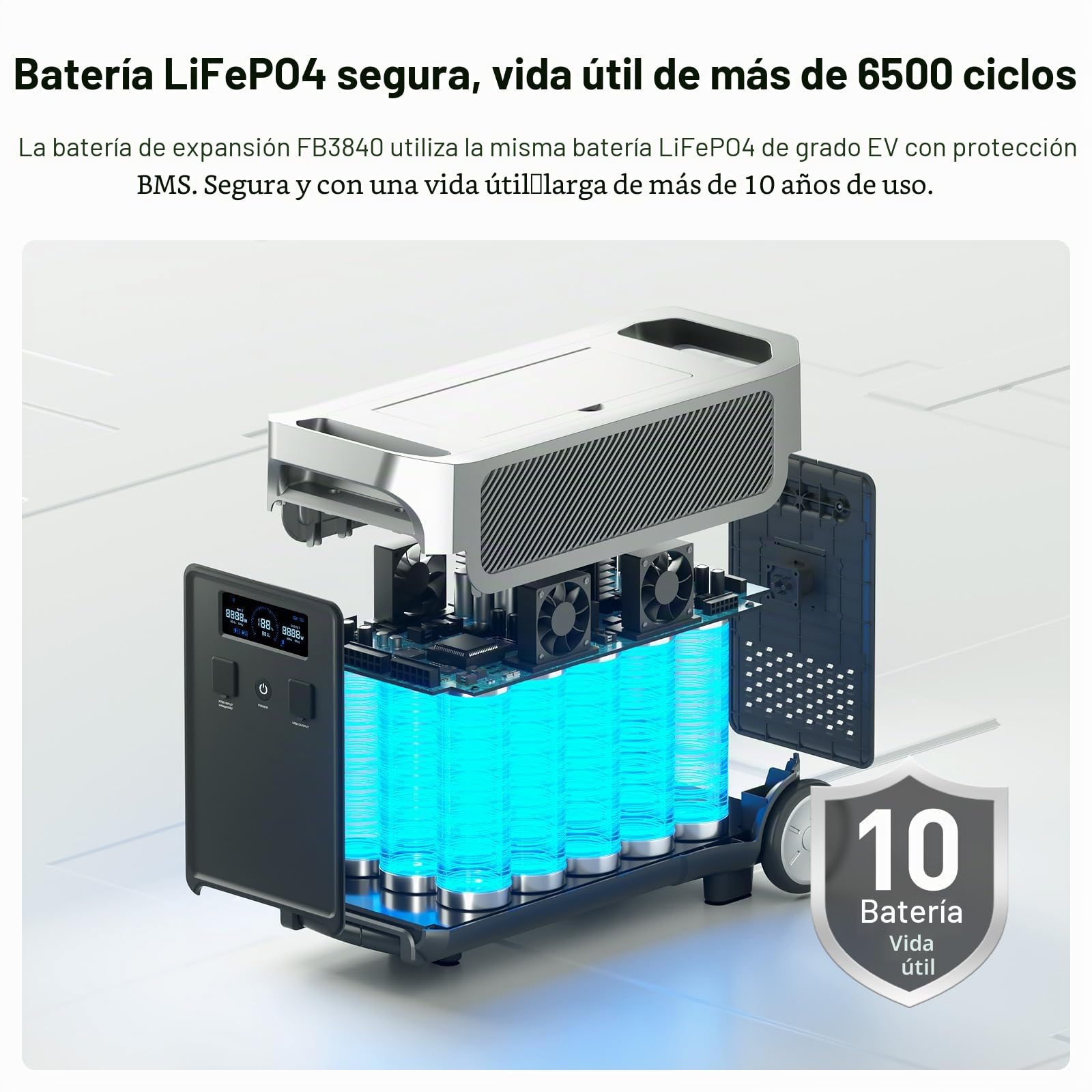 FOSSiBOT F3600 Pro Estacion de Energia Portatil, Batería LiFePO4 de 3840 WH, Ampliable hasta 11,52 kwh, Salida de CA de 3600 W, Entrada Solar de 2000 W, Generador Solar Portatil el Acampada, Camping
