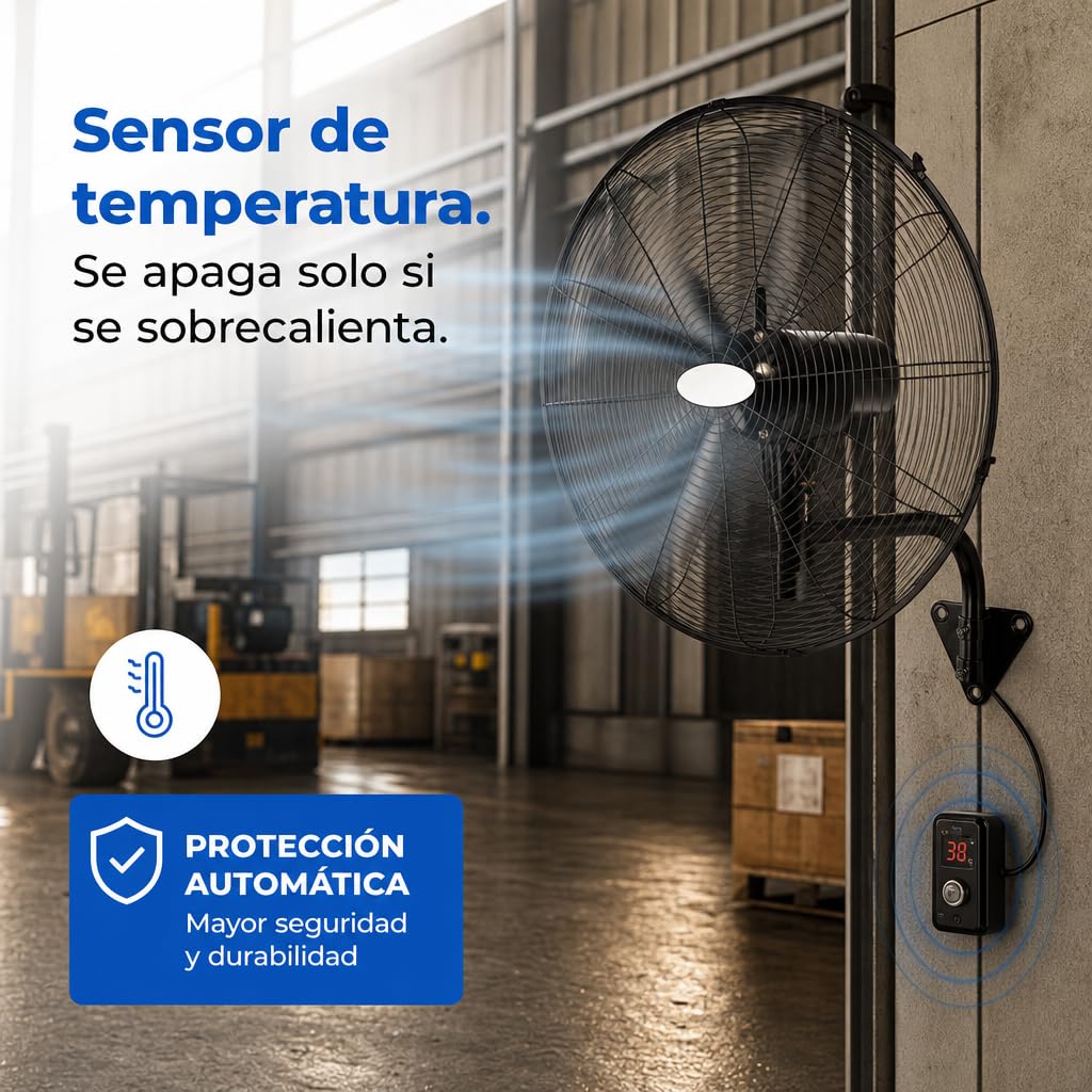 Ventilador de Pared Industrial 280W, 3 Velocidades, Diámetro 81cm