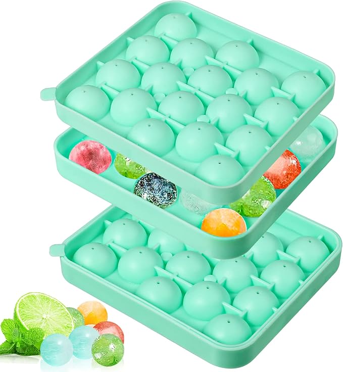 ake Mini Sphere Ice Cube Mould Silicone Round Ice Cube Trays 2 Pcs 2