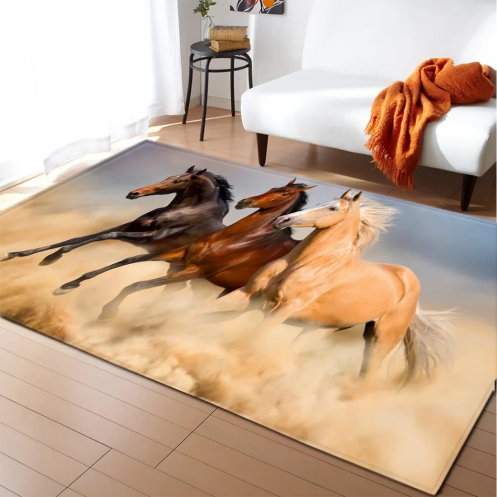Area Carpet Animal Horse ，3D Printed Large Area Rug， Non Slip Foldable For Living Room Dining Contemporay Bedroom Luxe Print Foyer Mat Rug - Easy Clean 100 X 120 Cm / 31.5" X 47.24" -1K5L5N1