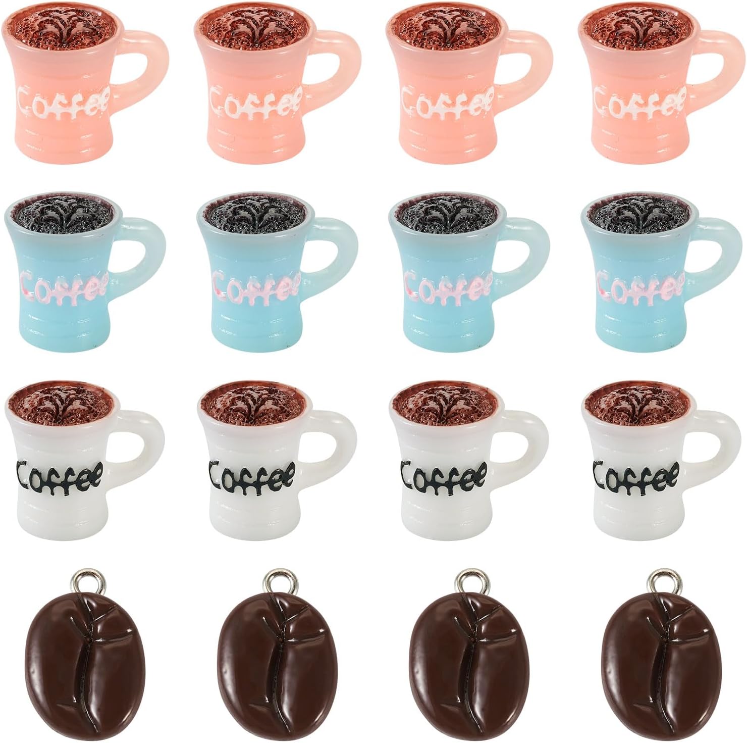 24Pcs Resin Coffee Cup Charm Pendants 3D Cute Mini Coffee Cup Charm Imitation Coffees Bean Food Charms for Jewelry Making Necklace Keychain Miniatures Decoration Craft Accessories