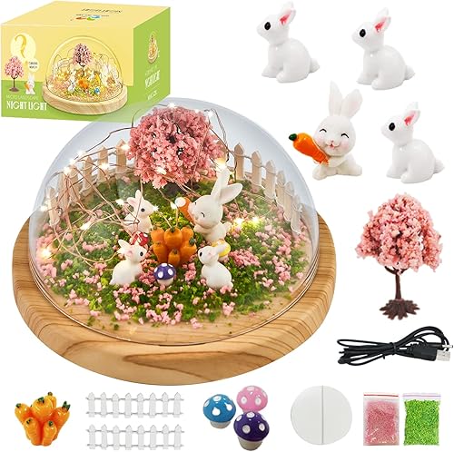 Haz tu propia luz nocturna, kits de bricolaje de conejo para niñas, luz nocturna mágica creativa edición de actualización USB, juguetes de conejo,