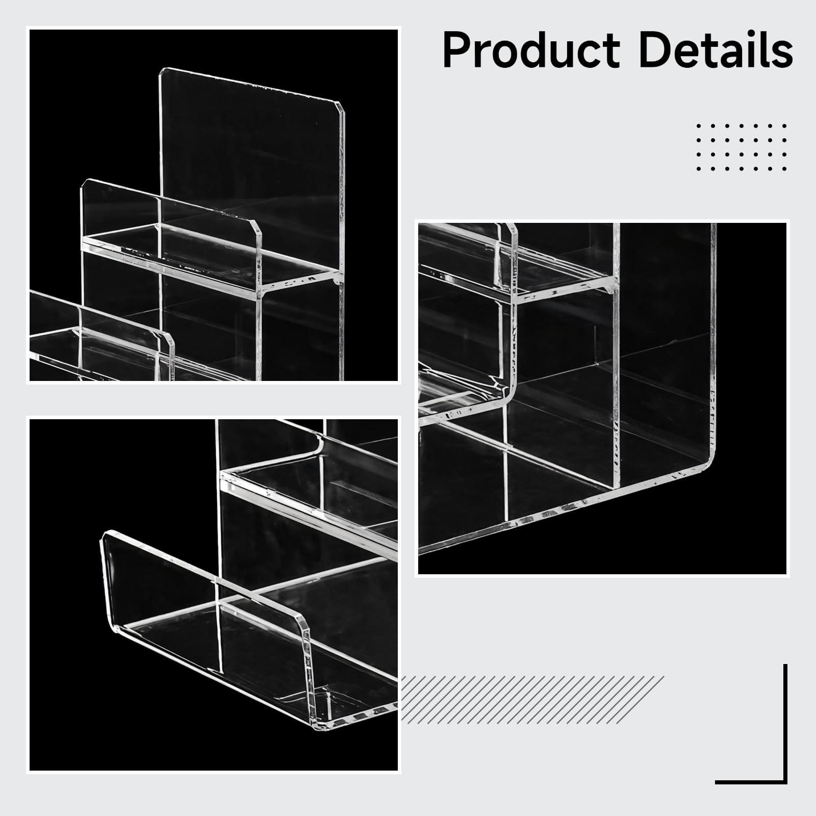 2 Stk. 4-stufiger Acryl-Displayständer, transparentes Ordnungsgestell, mehrlagiger Halter, ideal für Zuhause, Laden und die Präsentation von Karten, Schmuck und Brillen