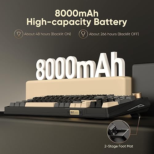 Miniatura 7 de RedThunder Teclado mecánico inalámbrico K95, pantalla y perilla TFT, Tri-Mode BT5.02.4GHzUSB-C intercambiable en caliente personalizado,