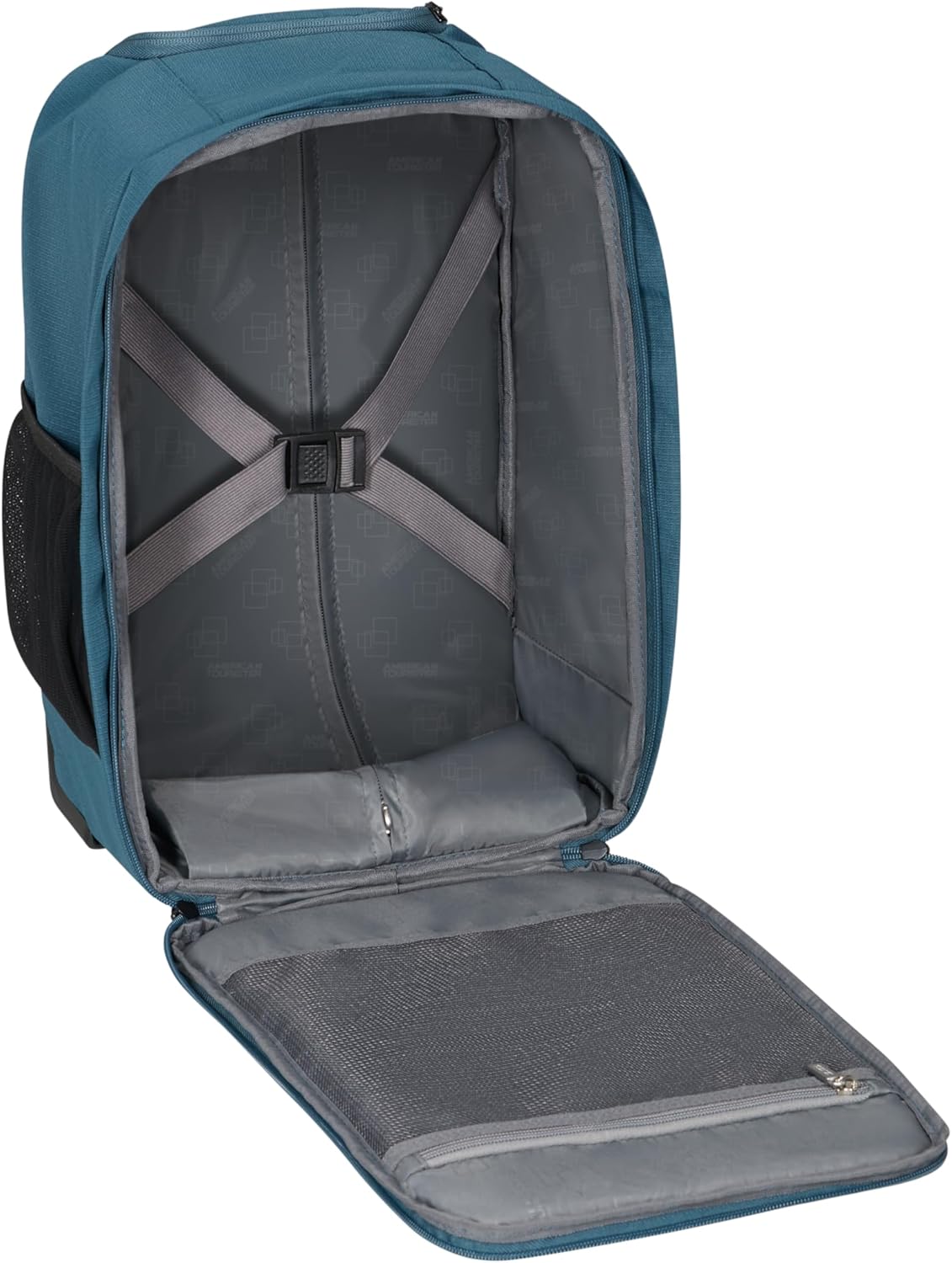 American Tourister Take2Cabin - easyJet Cabin Bag, Hand Luggage, M Airplane Backpack, Underseat, Blue (Port Blue), 40 x 25 x 20 cm (Wheeled), Ryanair Cabin Bag on Wheels