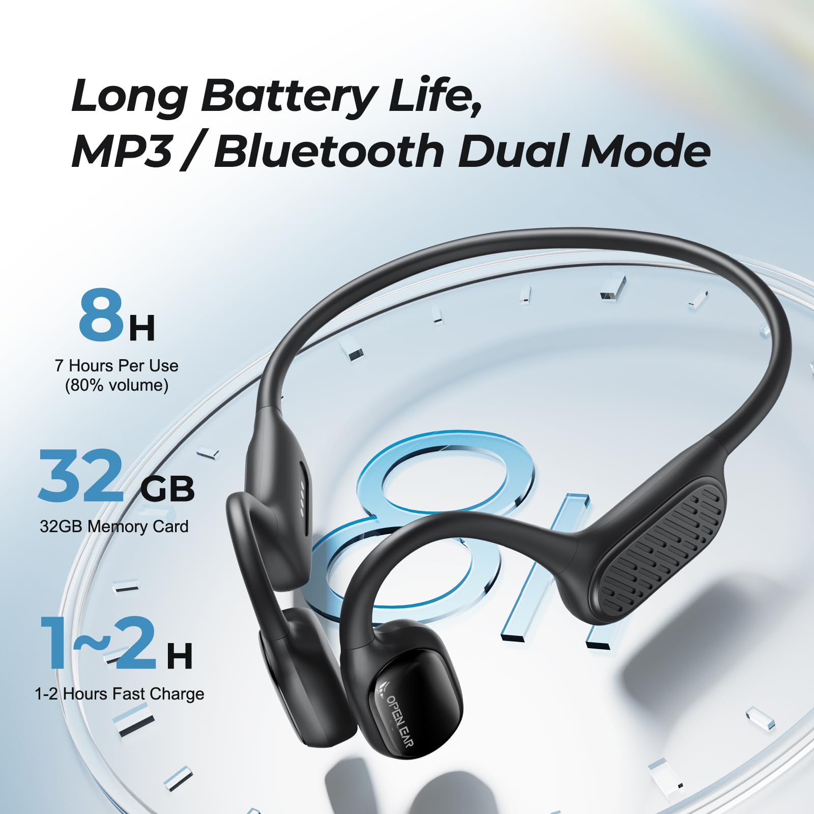 Écouteurs de natation Bluetooth 5.3 IP68 étanches avec microphone à conduction osseuse avec lecteur MP3 32 Go pour la course, le cyclisme, la natation