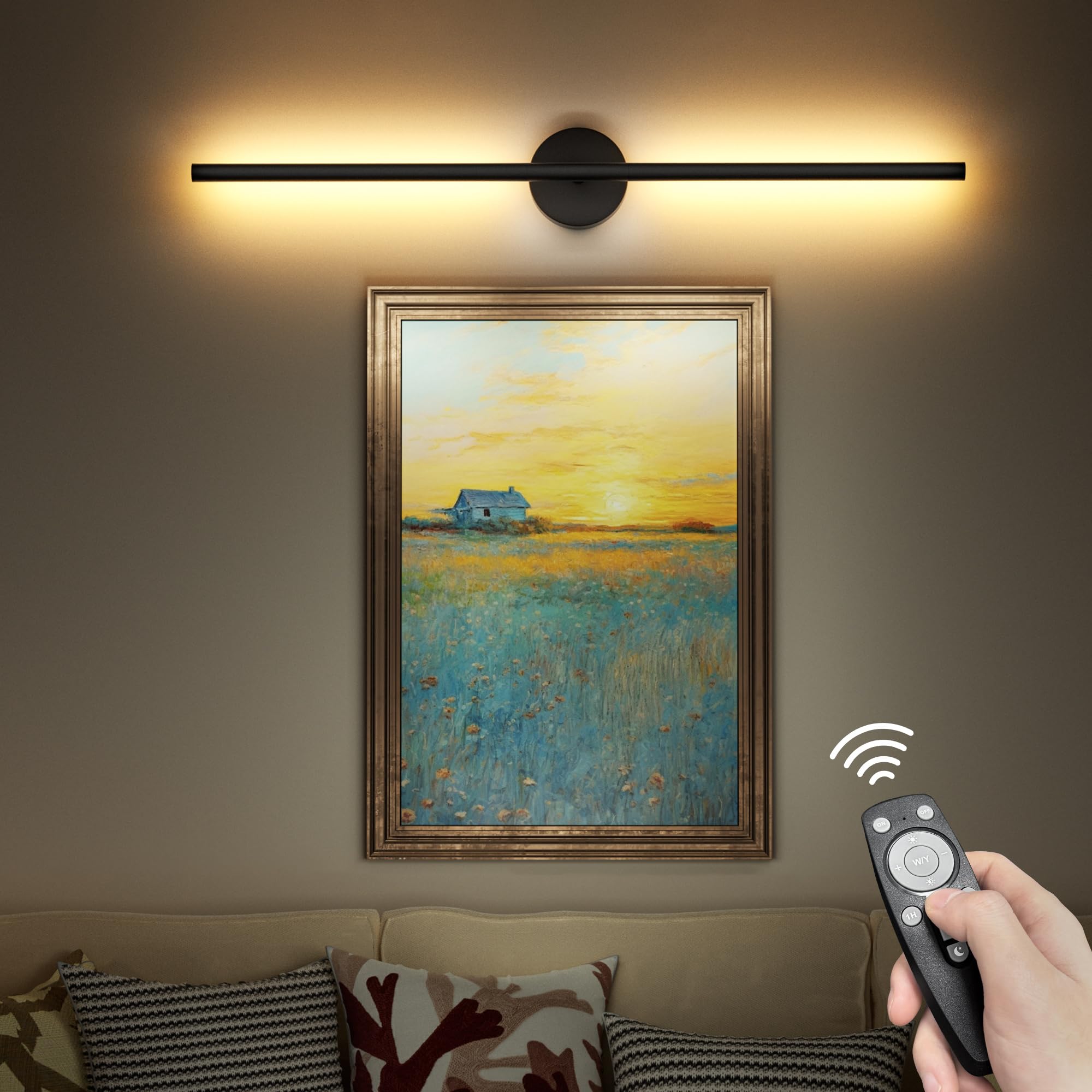 similar)battery operated wall sconce light: wireless magnet wall lamp rechargeable with remote cordless adhesive led sconce wall lighting indoor for living room bedroom hallway decor black