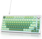 Clavier Filaire 75% avec Bouton, Clavier de Jeu 75 Pourcent Remplaçable à Chaud, Interrupteur Rouge, Rétroéclairage RGB, 82 Touches TKL Clavier Mécanique, Clavier Compact NKRO pour PC Ordinateur Portable Windows (Mer Brumeuse)