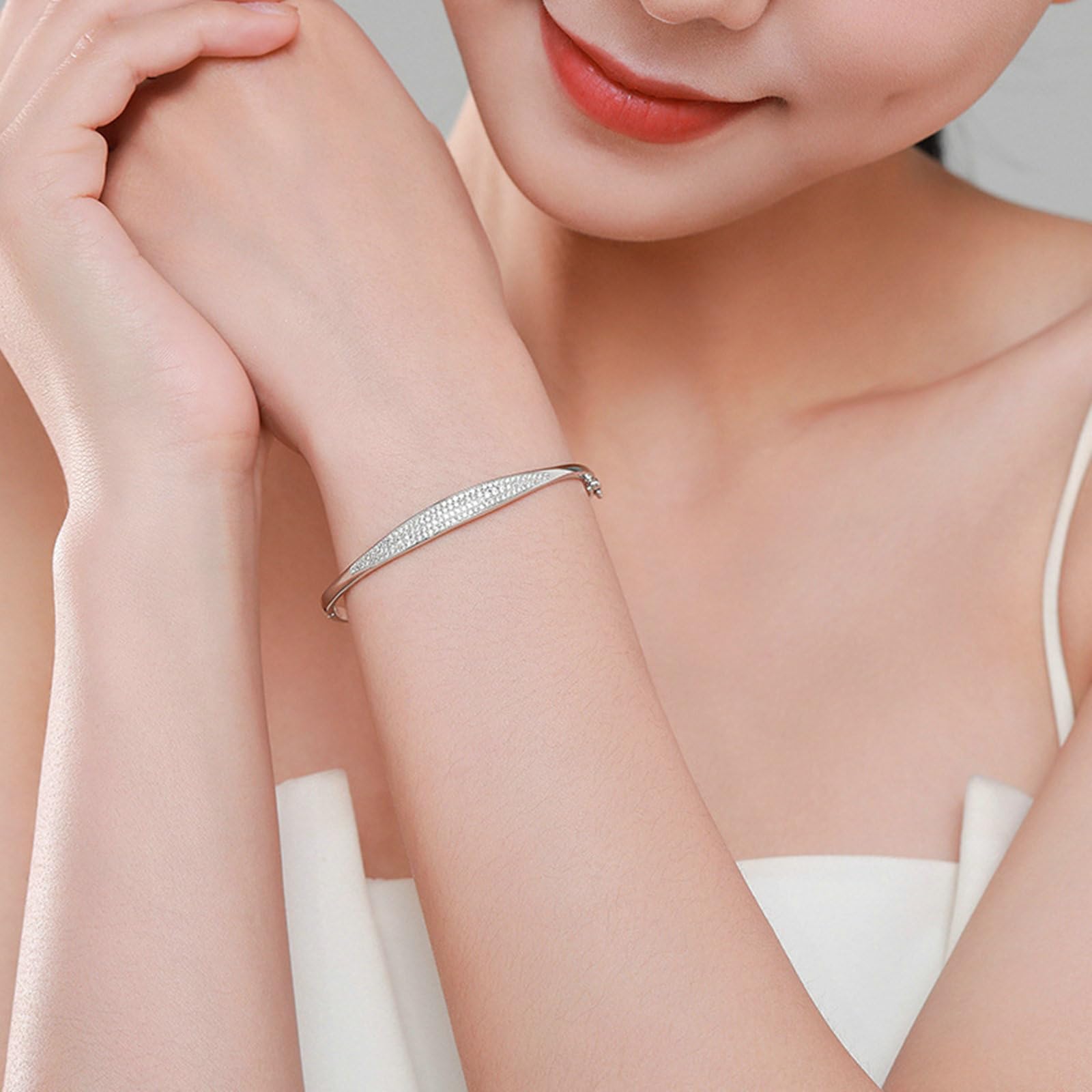 Pulsera de platino 950 para mujer, 54-60 mm de diámetro, geometría