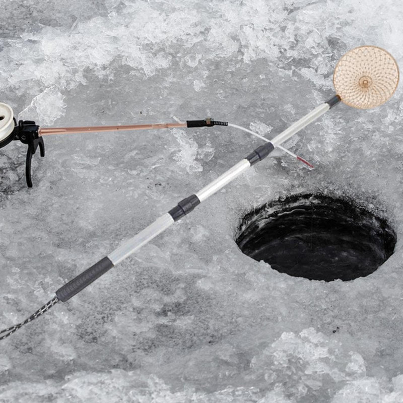 kowaku Ice Fishing Skimmer Scoop Winter Ice Fishing Tool with Long Handle Scoop Scalable Ice Fishing Accessories Ice Fishing Scooper, 14 cm