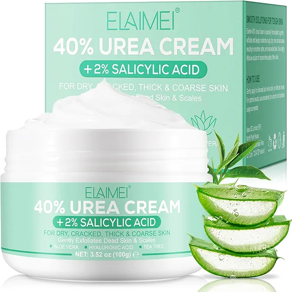 40% Urea Cream for Feet (3.52 oz), Foot Cream for Thick, Cracked, Rough, Dead & Dry Skin, Foot Lotion with 2% Salicylic Acid, Tea Tree , Aloe Vera, Moisturizer For Feet, Elbows, Hands & Knees