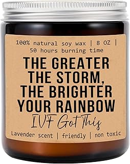 The Greater The Storm The Brighter Your Rainbow - IVF Gifts for Women - Infertility Gifts for Women - Encouragement Gifts for Women - IVF Strong Candle - Infertility Support Candle