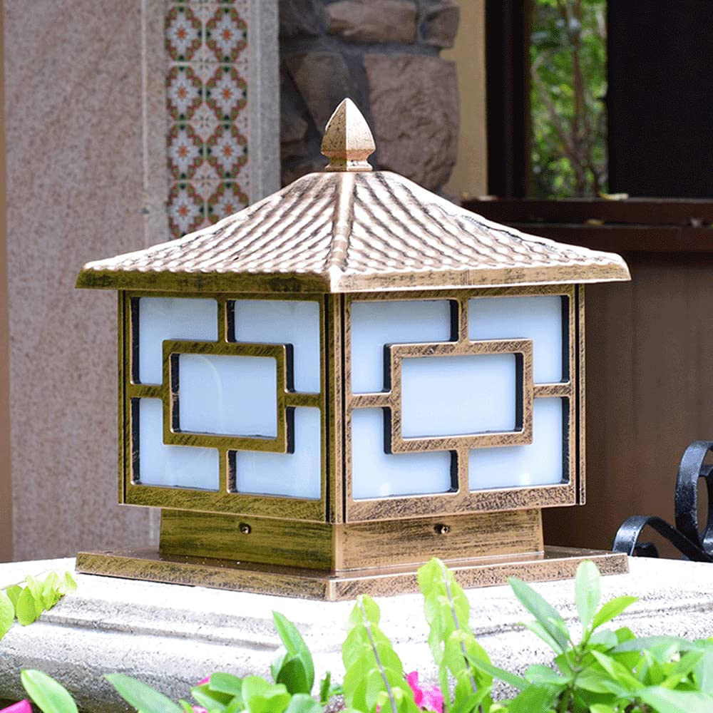 CHENKUI Vintage Black Post Head Light Outdoor Pillar Light Szklany Klosz Ogrodowe Oprawy Oświetleniowe IP54 Z Adapterem Do Montażu Na Molo E27 Base Patio Garden Villa Ogrodzenie Oświetlenie Krajobrazu