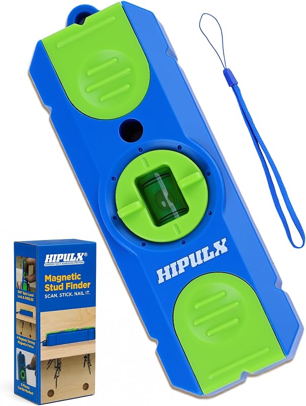 Magnetic Stud Finder with 360° Level - Professional Grade Wall Scanner with Extra-Strong Magnet for Wood Studs Detection, Battery-Free Design with Built-in Bubble Level