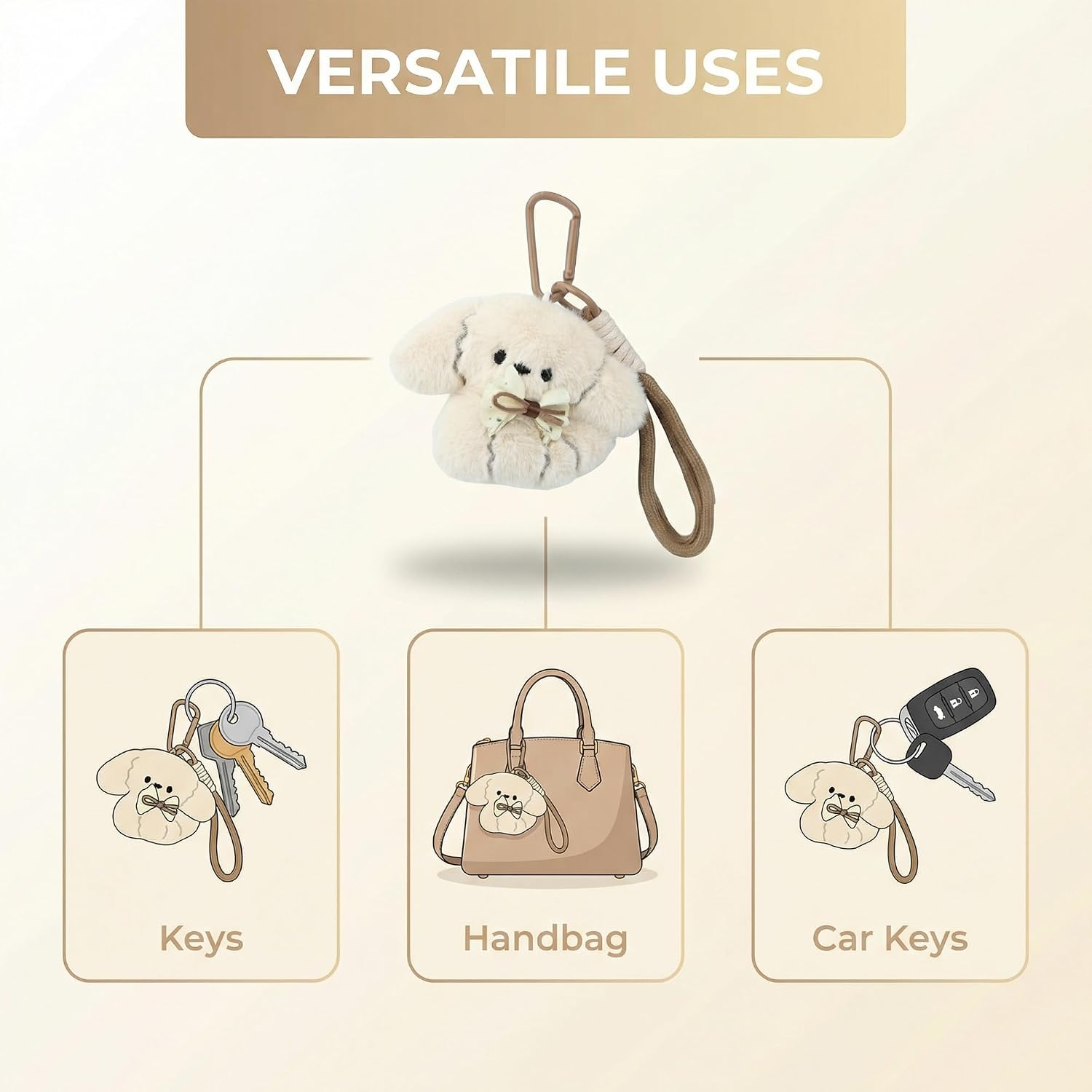 Plush Keychains, Cute Stuffed Animals Bag Charm for Girls Women, Kawaii Hanging Decor Gifts for Birthday Christmas image 5