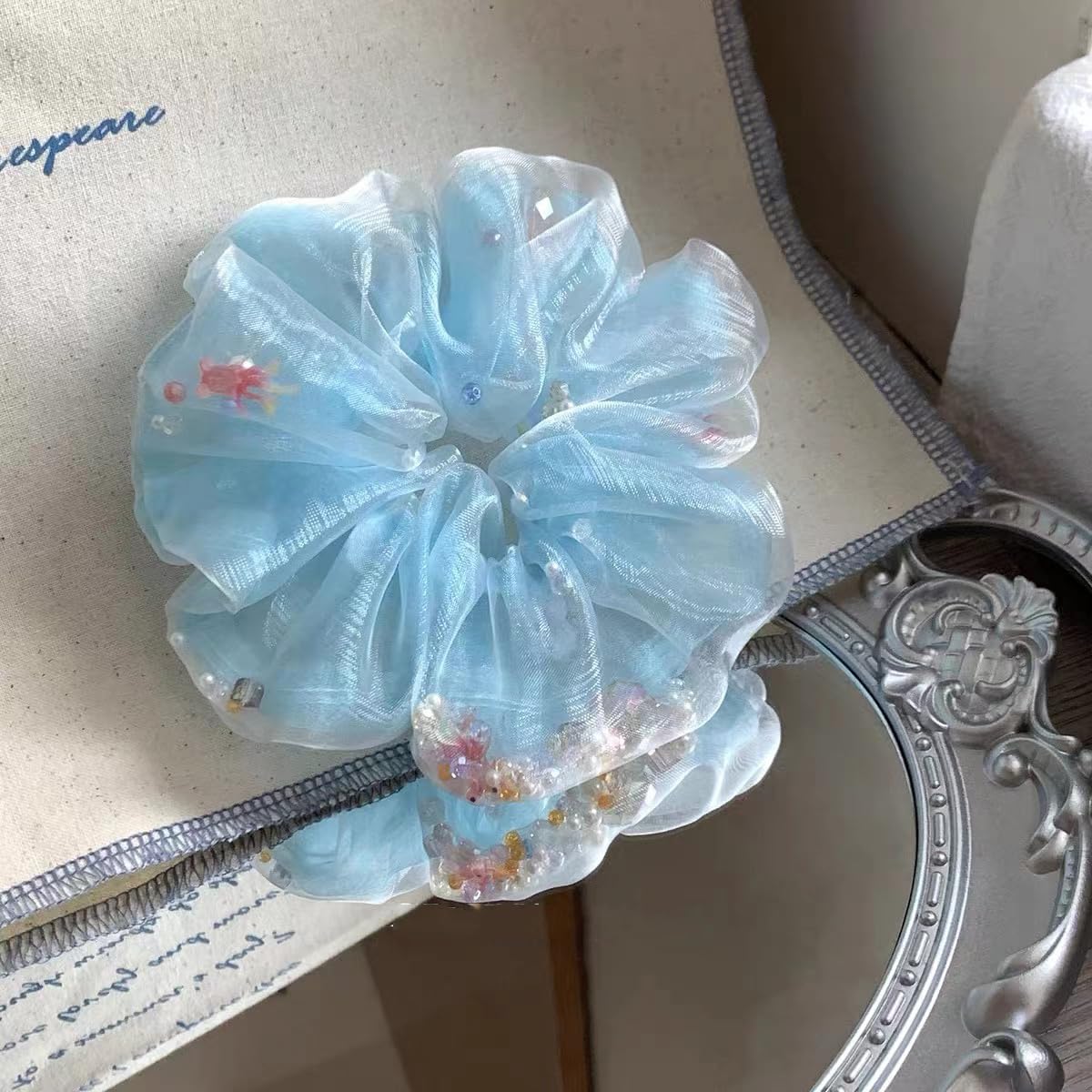 Dramy Goldfish Blue Hair Scrunchie - Image 3
