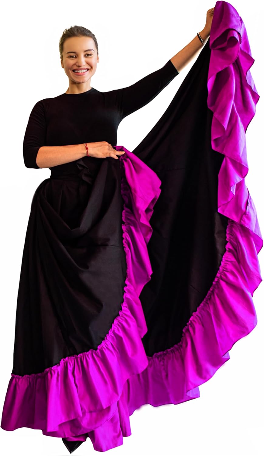 Professional Dance Skirt for Folkloric Mexican Dance, Bomba, Plena or Flamenco Dancing | Double Circle |