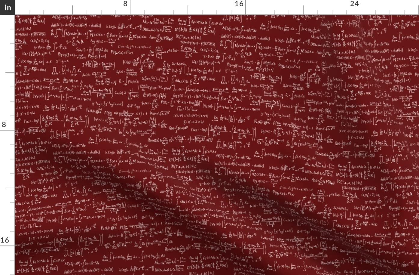 Spoonflower Fabric - Math Notes Small Maroon Dark Red White Handwriting Mathematics Printed on Organic Cotton Sateen Fabric by The Yard - Sewing Quilting Apparel Home Decor