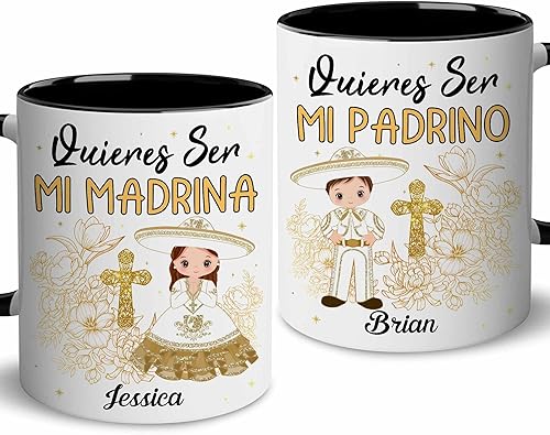 WHIDOBE Juego de tazas de propuesta de padrinos personalizados, Juego de tazas de Padrino De Bautizo personalizado, Bautizo Recuerdos Juego De 2